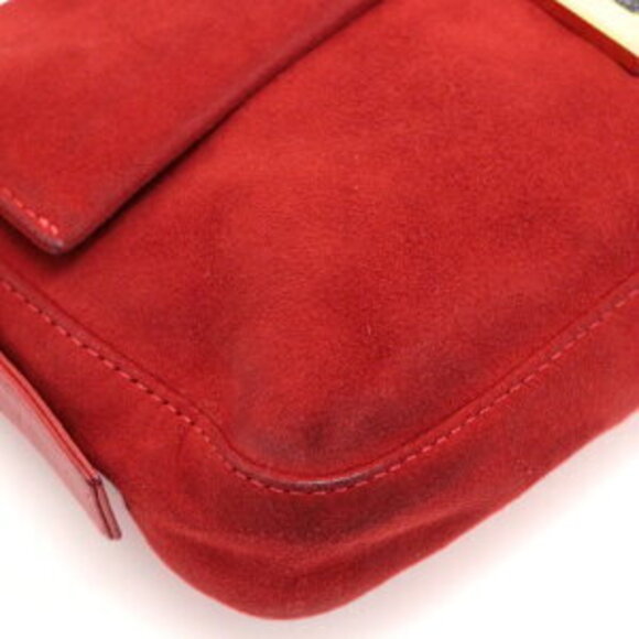 Fendi Mamma Bucket Shoulder Bag Red Suede - Picture 4 of 6